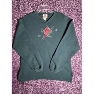 Top Stitch Embroidered Cardinal Sweatshirt XL Green Vintage USA Made